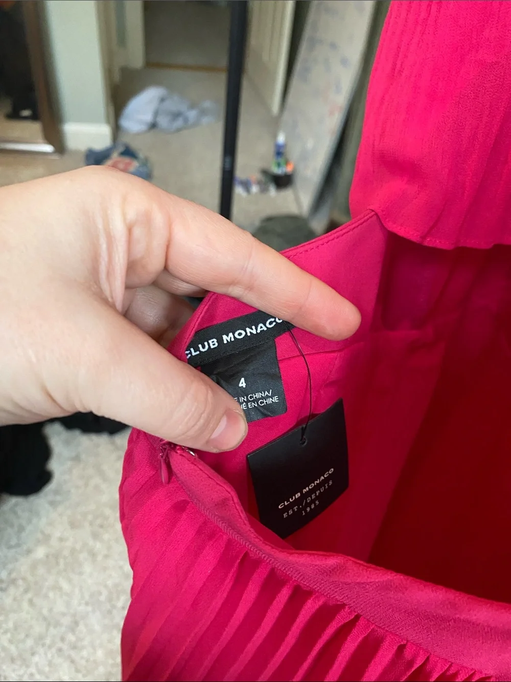 NWT Club Monaco Pleated One-Shoulder Maxi Dress - Hot Pink/Open Back - Picture 7 of 8